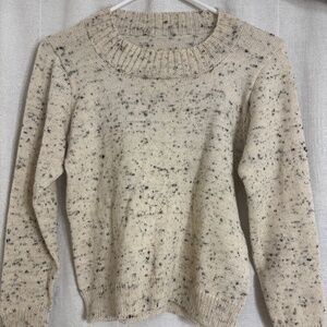 Vintage 1970s handmade knit oatmeal crop sweater XS